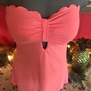 Jessica Simpson Retro scalloped edge one pc coral